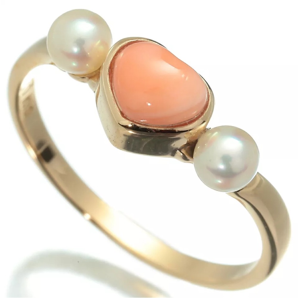 🚫🚫🚫SOLD Tasaki coral heart pearl ring